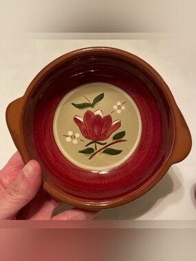 Stangl Pottery 'Magnolia' Lugged Soup Bowls Set 3 Vintage Mid Century Modern